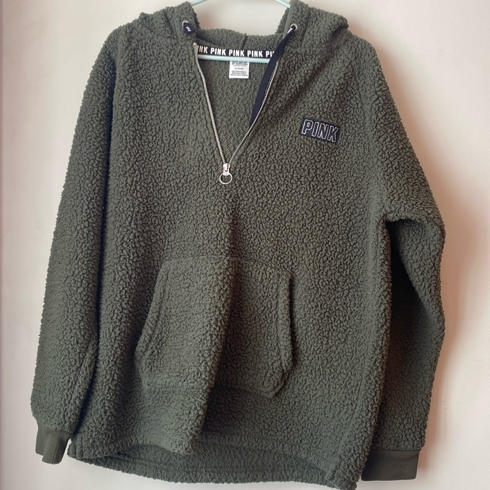 Victorias Secret Pink Hooded Pullover. 1/4 zip